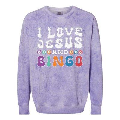 I Love Jesus And Bingo Christian Cross Board Games Colorblast Crewneck Sweatshirt