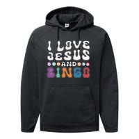 I Love Jesus And Bingo Christian Cross Board Games Performance Fleece Hoodie