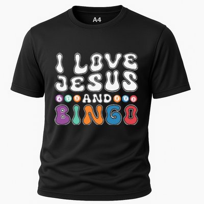 I Love Jesus And Bingo Christian Cross Board Games Cooling Performance Crew T-Shirt