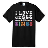 I Love Jesus And Bingo Christian Cross Board Games Tall T-Shirt