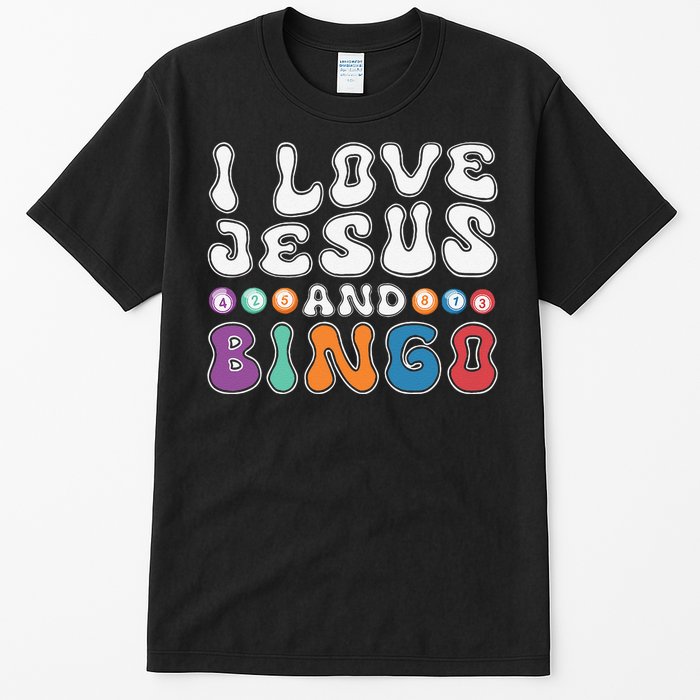 I Love Jesus And Bingo Christian Cross Board Games Tall T-Shirt