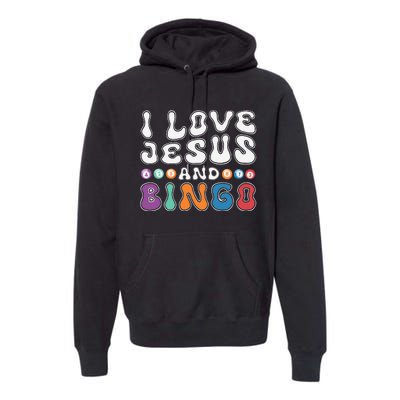 I Love Jesus And Bingo Christian Cross Board Games Premium Hoodie