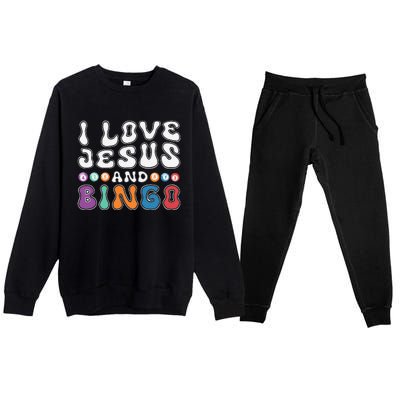 I Love Jesus And Bingo Christian Cross Board Games Premium Crewneck Sweatsuit Set