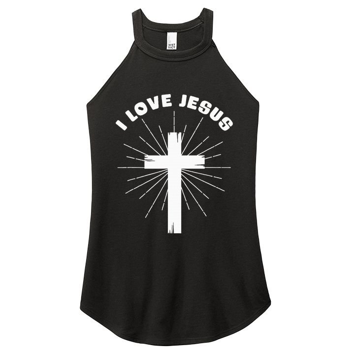 I Love Jesus Women's Perfect Tri Rocker Tank