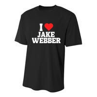 I Love Jake Webber I Heart Jake Webber Youth Performance Sprint T-Shirt