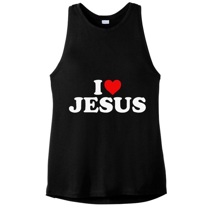 I Love Jesus Heart Ladies PosiCharge Tri-Blend Wicking Tank
