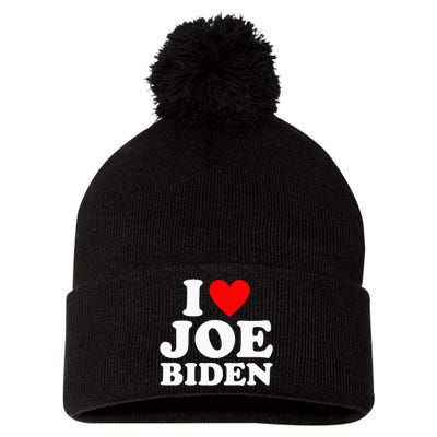 I Love Joe Biden Heart Pom Pom 12in Knit Beanie