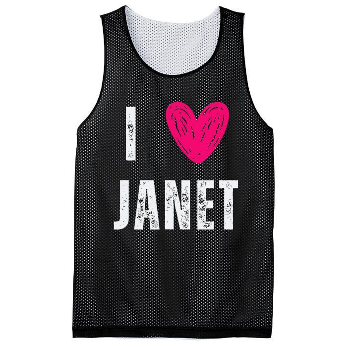 I Love Janet First Name Janet Mesh Reversible Basketball Jersey Tank