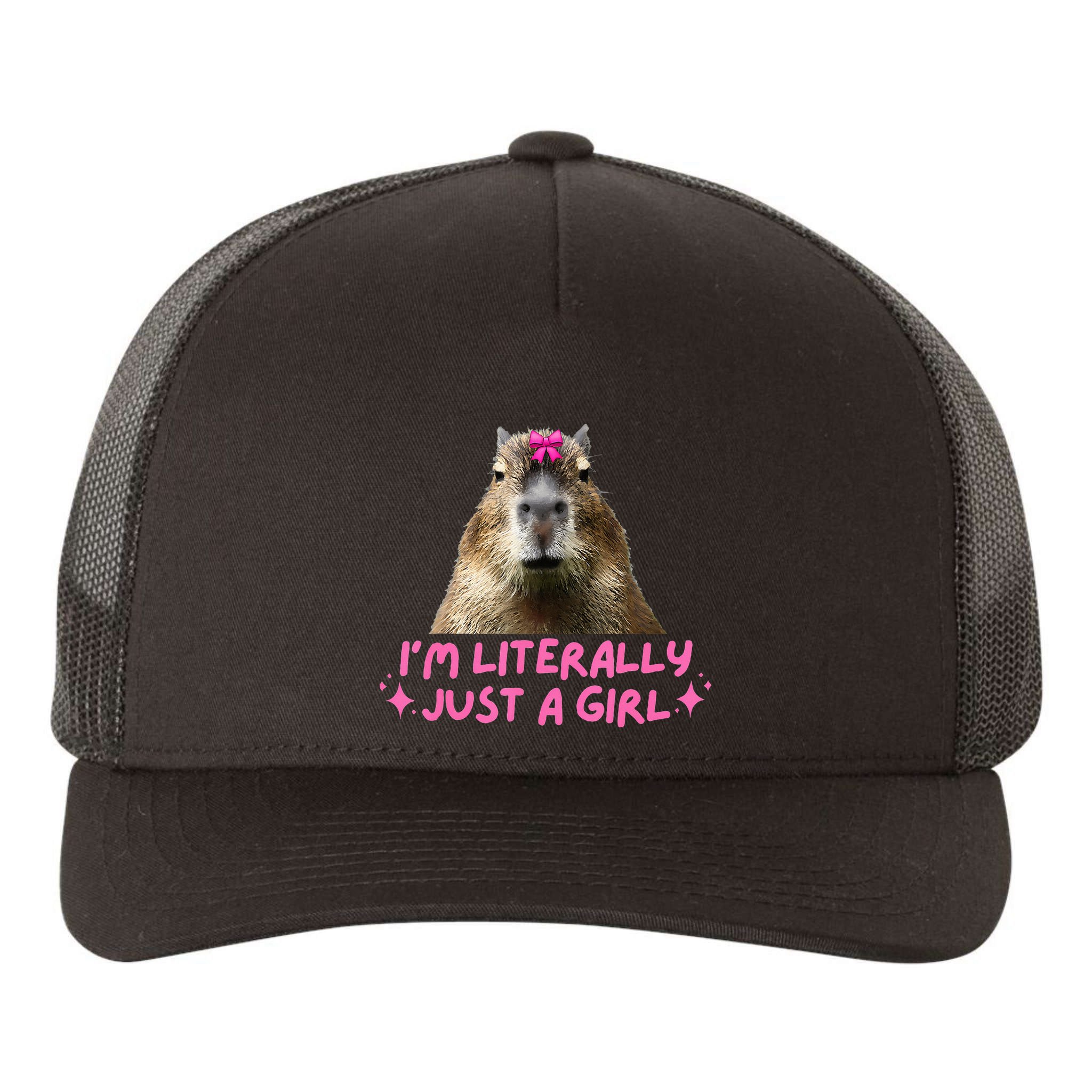 IM Literally Just A Girl Capybara Coquette Yupoong Adult 5-Panel Trucker Hat