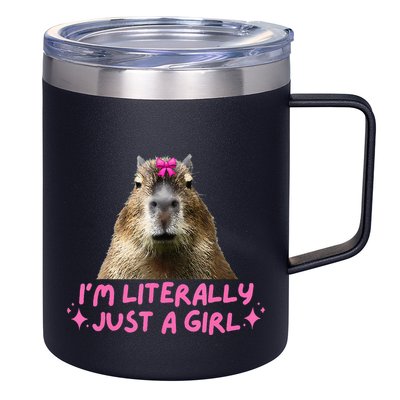 IM Literally Just A Girl Capybara Coquette 12oz Stainless Steel Coffee Mug