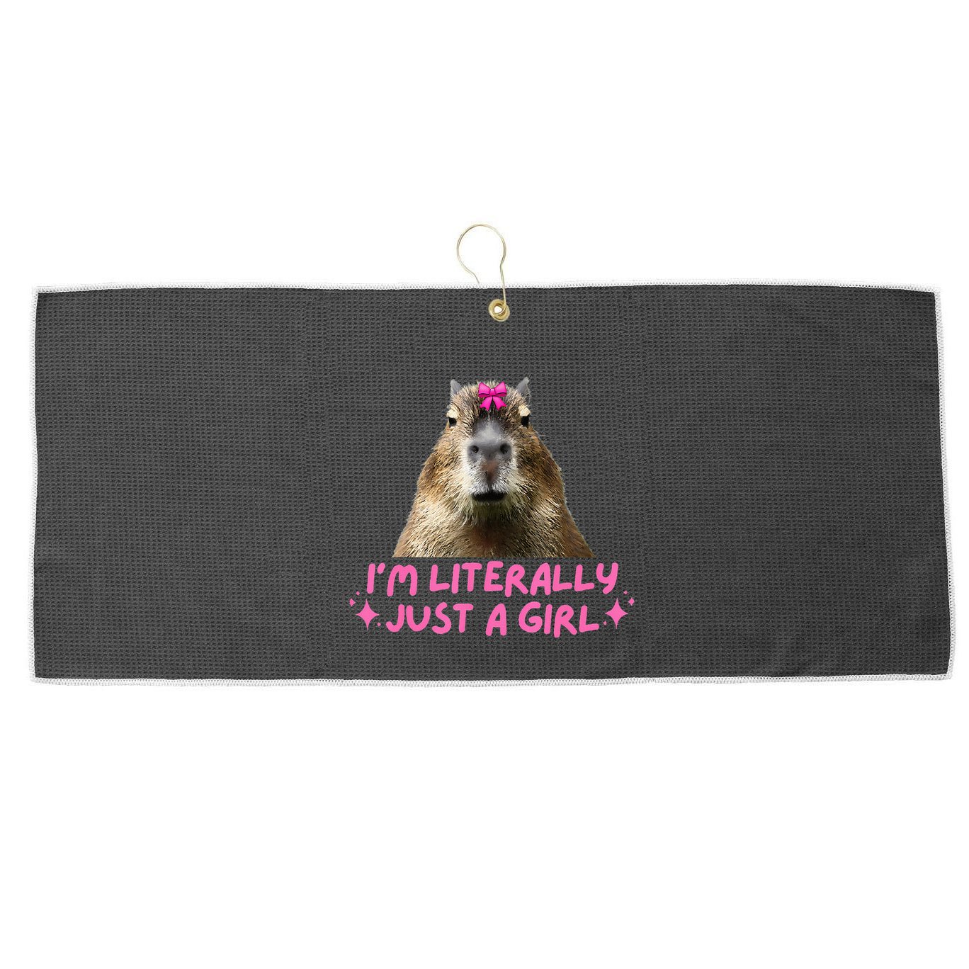 IM Literally Just A Girl Capybara Coquette Large Microfiber Waffle Golf Towel