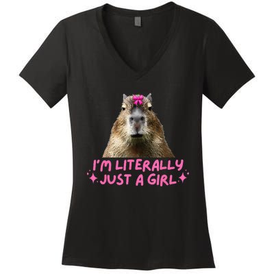 IM Literally Just A Girl Capybara Coquette Women's V-Neck T-Shirt