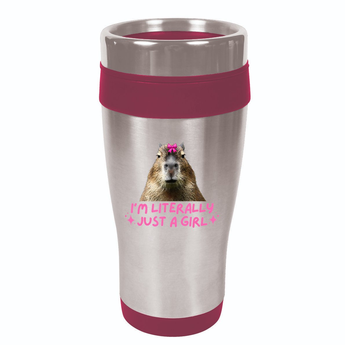 IM Literally Just A Girl Capybara Coquette 16oz Travel Tumbler