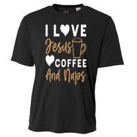 I Love Jesus Coffee And Naps Funny Christian Cooling Performance Crew T-Shirt