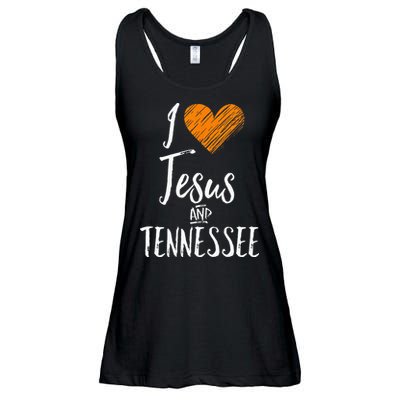 I Love Jesus And Tennessee Orange Heart Cute Fan Gift Ladies Essential Flowy Tank