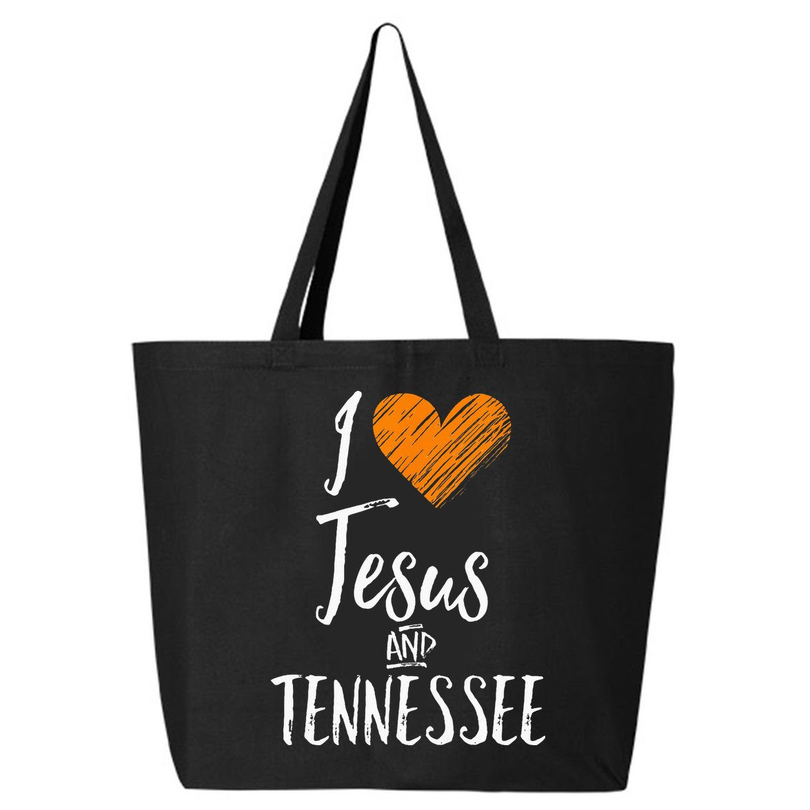 I Love Jesus And Tennessee Orange Heart Cute Fan Gift 25L Jumbo Tote