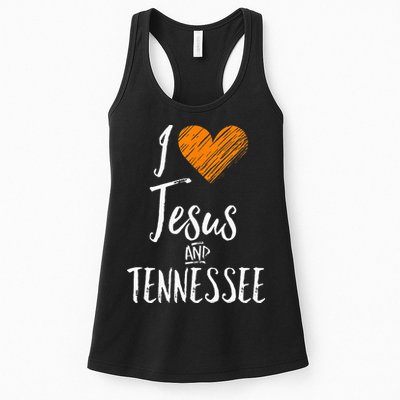 I Love Jesus And Tennessee Orange Heart Cute Fan Gift Womens Tank Top