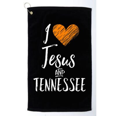 I Love Jesus And Tennessee Orange Heart Cute Fan Gift Golf Towel