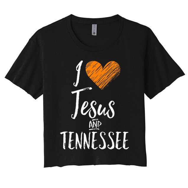 I Love Jesus And Tennessee Orange Heart Cute Fan Gift Crop Top