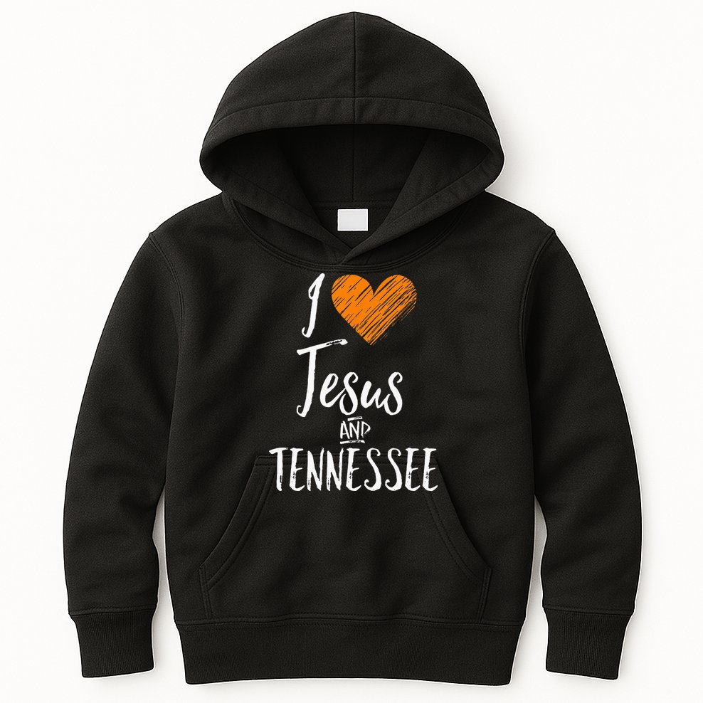 I Love Jesus And Tennessee Orange Heart Cute Fan Gift Kids Hoodie
