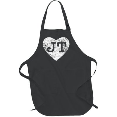 I Love JT Vintage Heart Full-Length Apron With Pockets