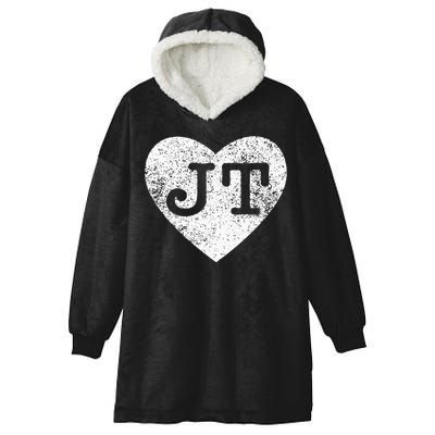 I Love JT Vintage Heart Hooded Wearable Blanket