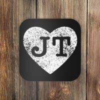 I Love JT Vintage Heart Coaster