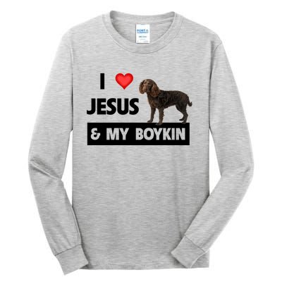 I Love Jesus And My Kin Spaniel Duck Hunting Dog Mom Dad Gift Tall Long Sleeve T-Shirt