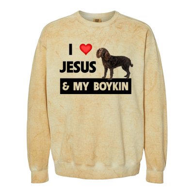 I Love Jesus And My Kin Spaniel Duck Hunting Dog Mom Dad Gift Colorblast Crewneck Sweatshirt