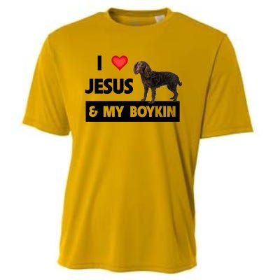 I Love Jesus And My Kin Spaniel Duck Hunting Dog Mom Dad Gift Cooling Performance Crew T-Shirt