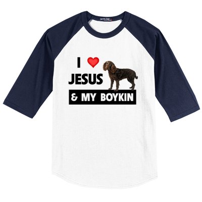 I Love Jesus And My Kin Spaniel Duck Hunting Dog Mom Dad Gift Baseball Sleeve Shirt