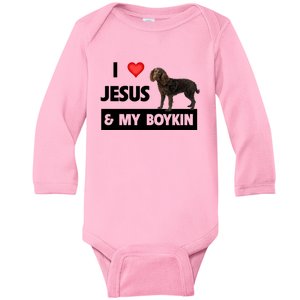 I Love Jesus And My Kin Spaniel Duck Hunting Dog Mom Dad Gift Baby Long Sleeve Bodysuit