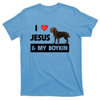 I Love Jesus And My Kin Spaniel Duck Hunting Dog Mom Dad Gift T-Shirt