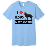 I Love Jesus And My Kin Spaniel Duck Hunting Dog Mom Dad Gift Premium T-Shirt