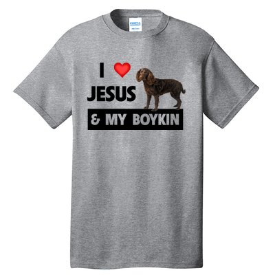 I Love Jesus And My Kin Spaniel Duck Hunting Dog Mom Dad Gift Tall T-Shirt