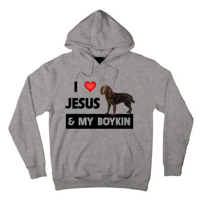 I Love Jesus And My Kin Spaniel Duck Hunting Dog Mom Dad Gift Tall Hoodie