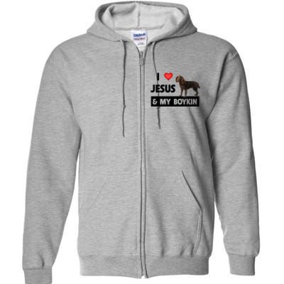 I Love Jesus And My Kin Spaniel Duck Hunting Dog Mom Dad Gift Full Zip Hoodie