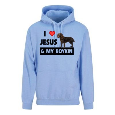 I Love Jesus And My Kin Spaniel Duck Hunting Dog Mom Dad Gift Unisex Surf Hoodie