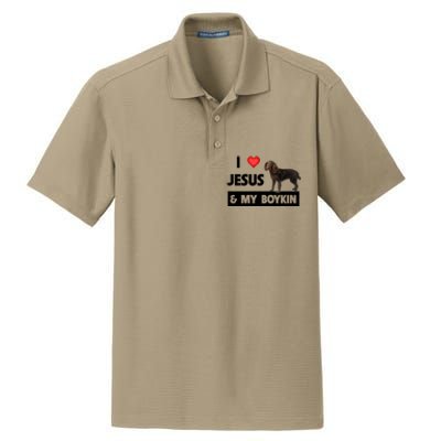 I Love Jesus And My Kin Spaniel Duck Hunting Dog Mom Dad Gift Dry Zone Grid Polo