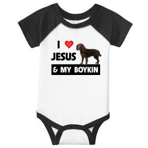 I Love Jesus And My Kin Spaniel Duck Hunting Dog Mom Dad Gift Infant Baby Jersey Bodysuit