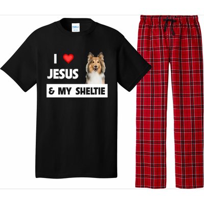 I Love Jesus And My Sheltie Dog Mom Dad Shetland Sheepdog Great Gift Pajama Set