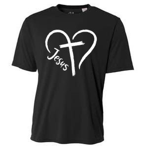 I Love Jesus  Heart and cross  Cooling Performance Crew T-Shirt