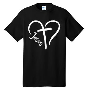 I Love Jesus  Heart and cross  Tall T-Shirt