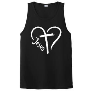 I Love Jesus  Heart and cross  PosiCharge Competitor Tank