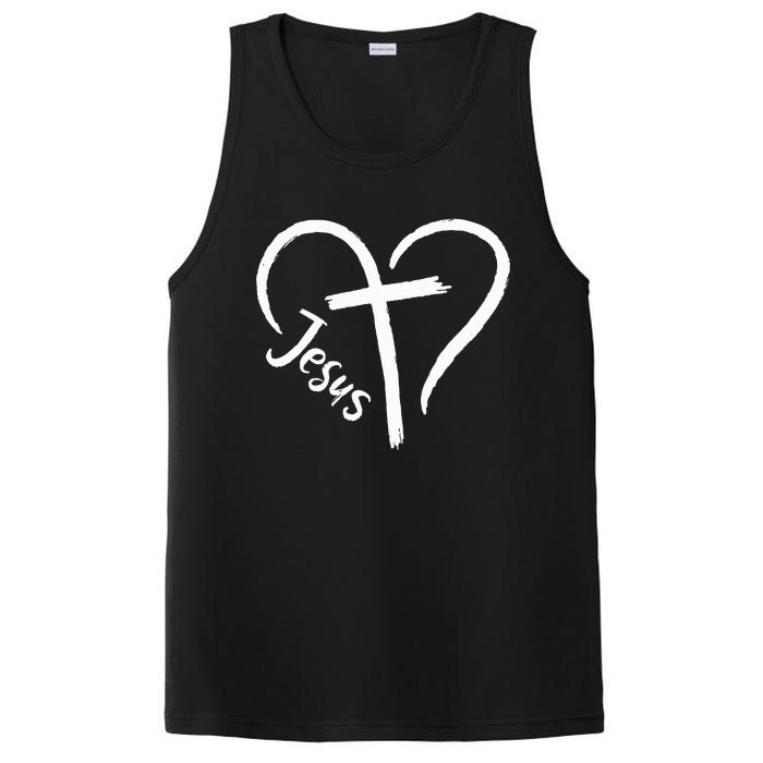 I Love Jesus  Heart and cross  PosiCharge Competitor Tank