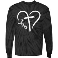 I Love Jesus  Heart and cross  Tie-Dye Long Sleeve Shirt