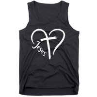 I Love Jesus  Heart and cross  Tank Top