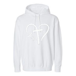 I Love Jesus  Heart and cross  Garment-Dyed Fleece Hoodie