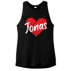 I Love Jonas Heart Personalized Name Jonas Ladies PosiCharge Tri-Blend Wicking Tank