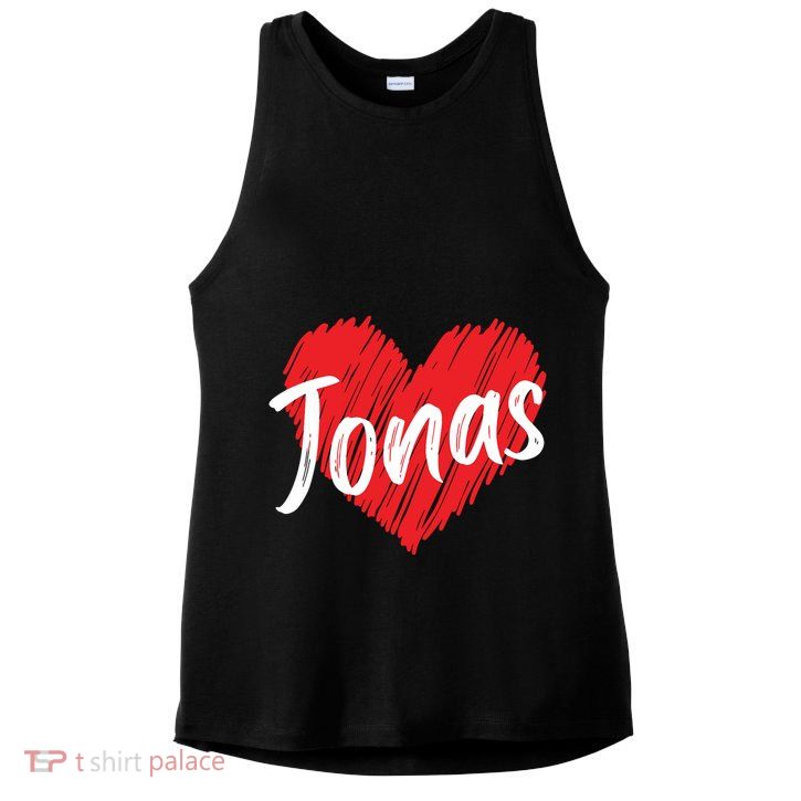 I Love Jonas Heart Personalized Name Jonas Ladies PosiCharge Tri-Blend Wicking Tank